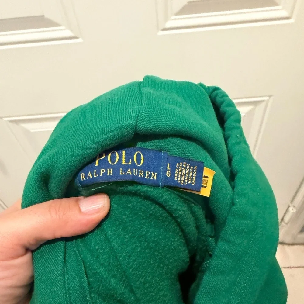 Polo Ralph Lauren Hoodie Pullover RL Green Fleece Logo Size L